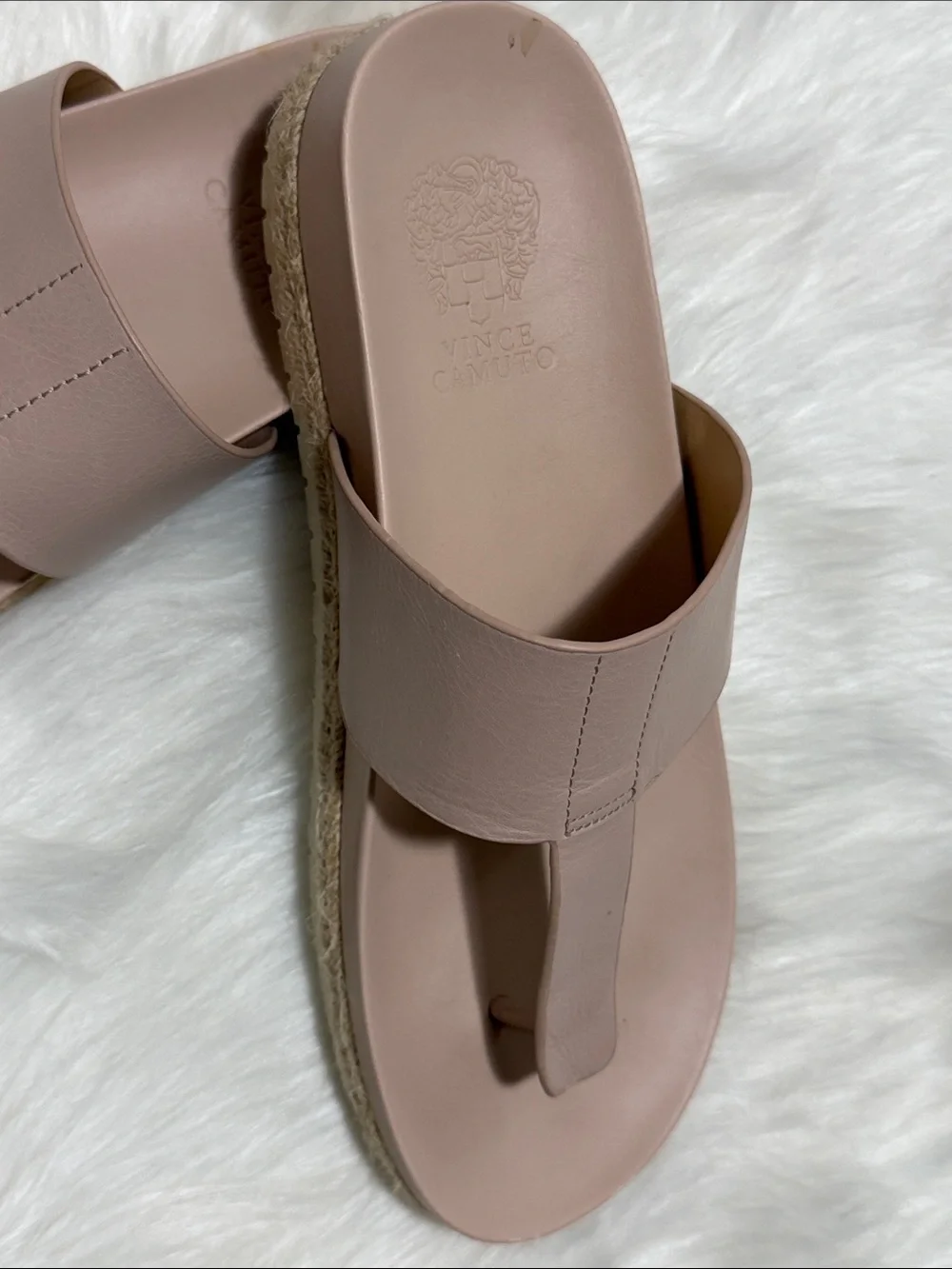 Vince Camuto Blush Espadrille Leather Platform Thong Sandals w/Contoured Bed - 9 - Picture 13 of 16
